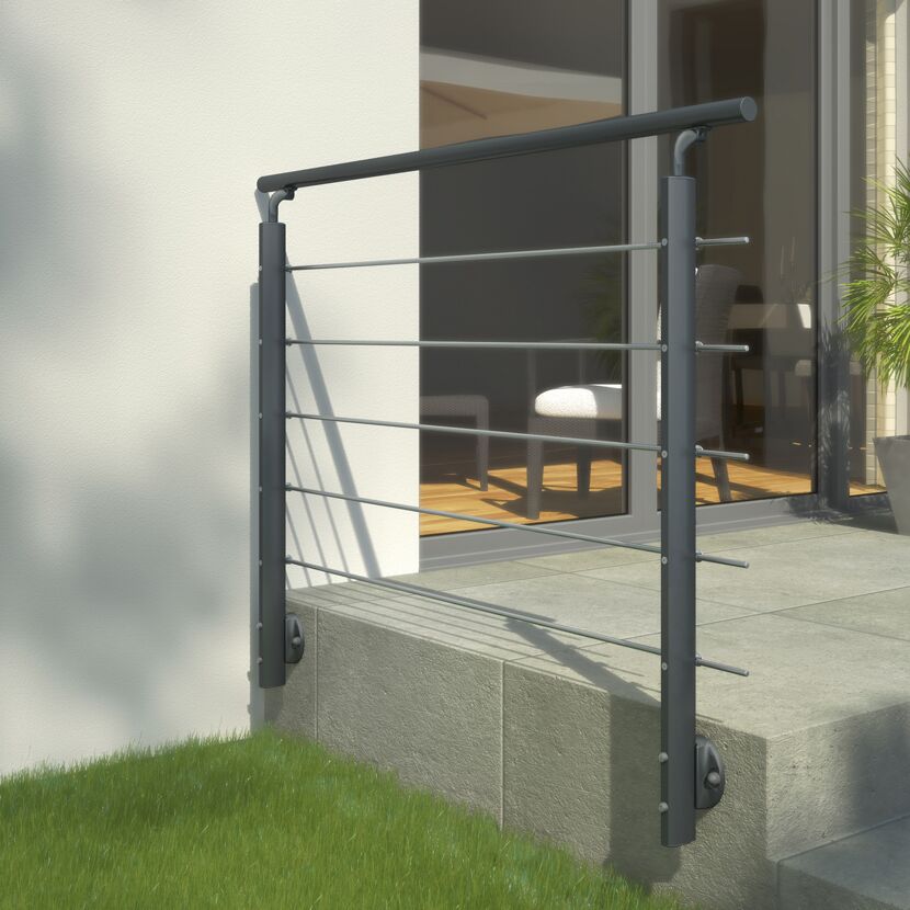 Geländerset 'PS 151' anthrazit 150 cm Bodenmontage