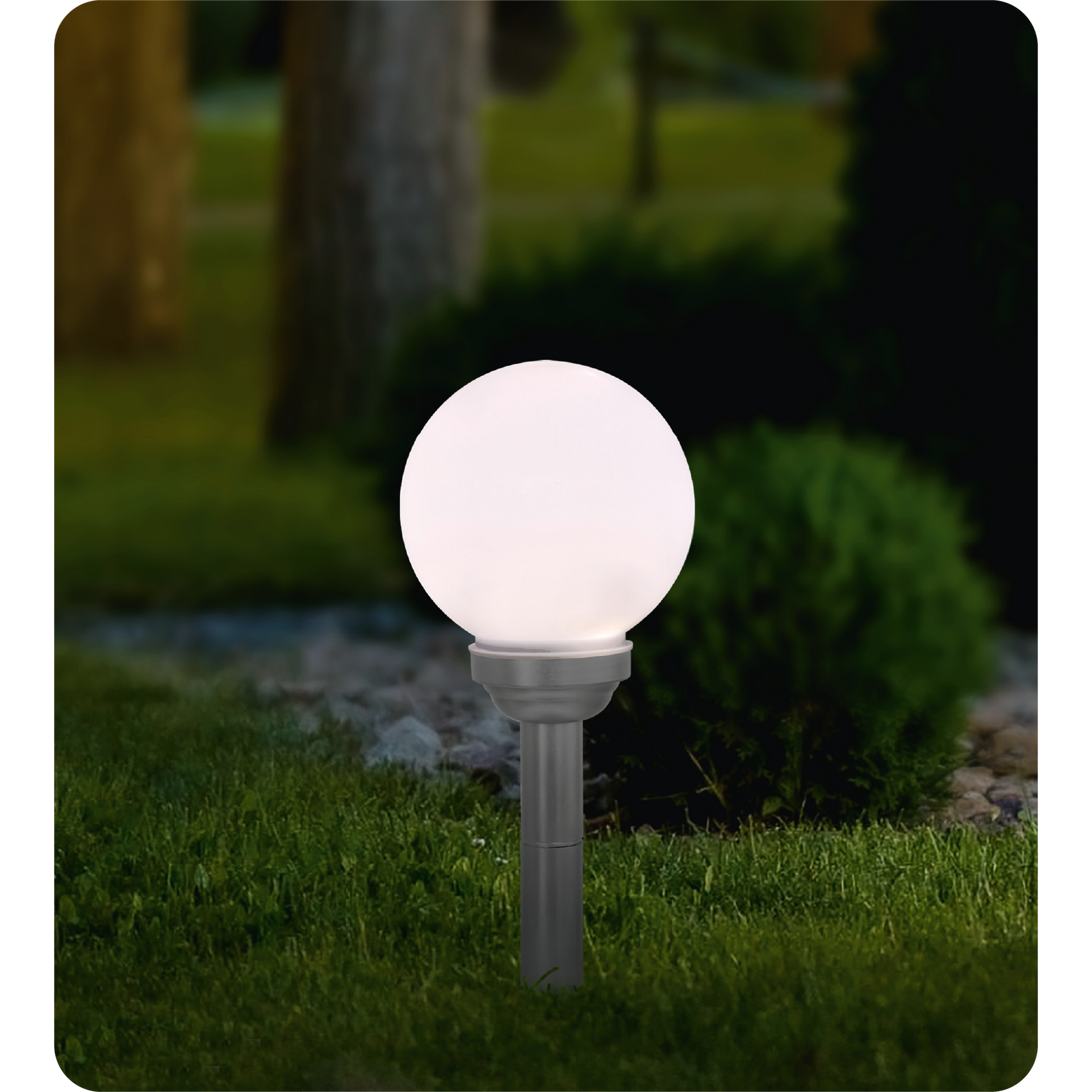 Solar Kugel weiß mit Erdspieß Ø 15 x 42 cm