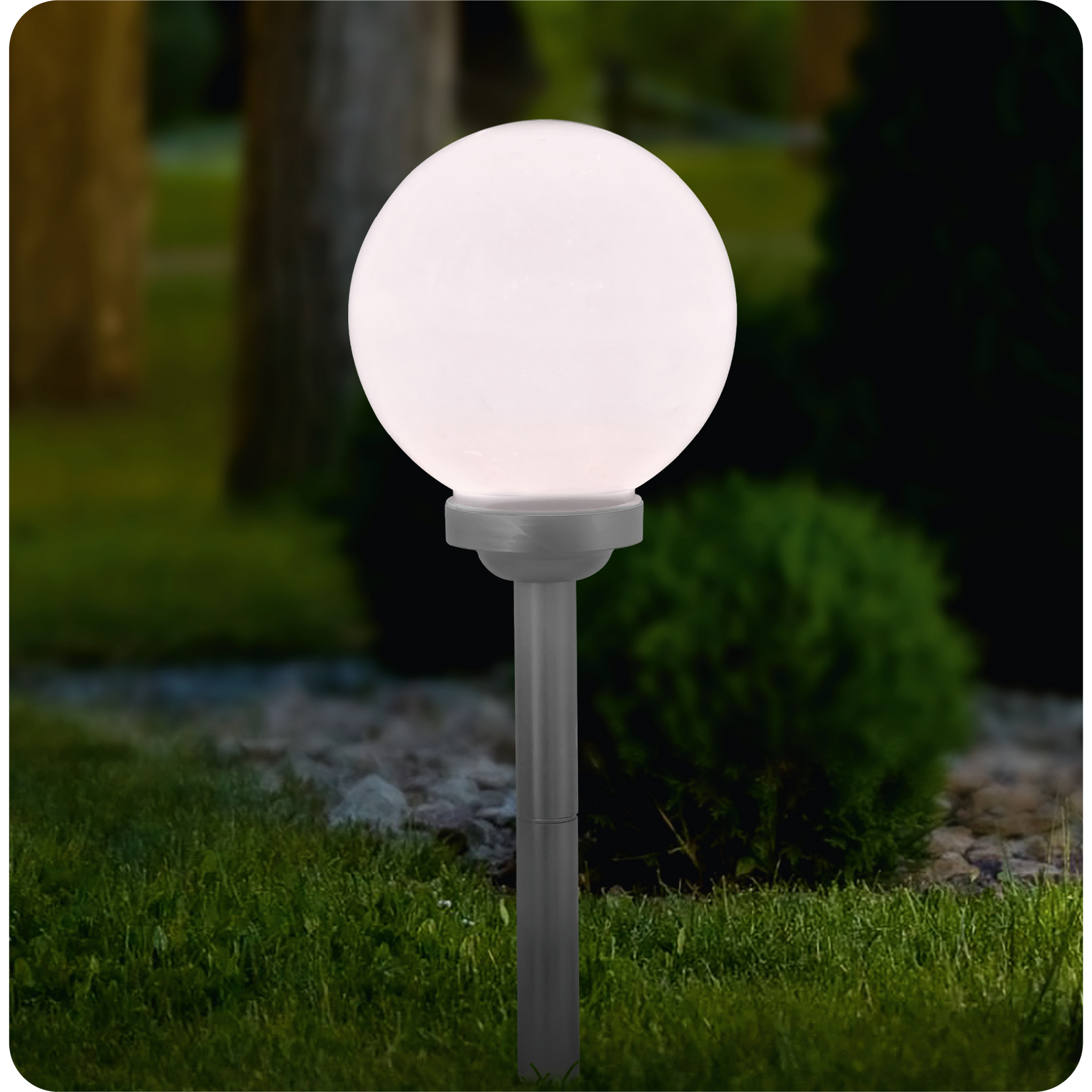 Solar Kugel weiß mit Erdspieß Ø 20 x 61 cm