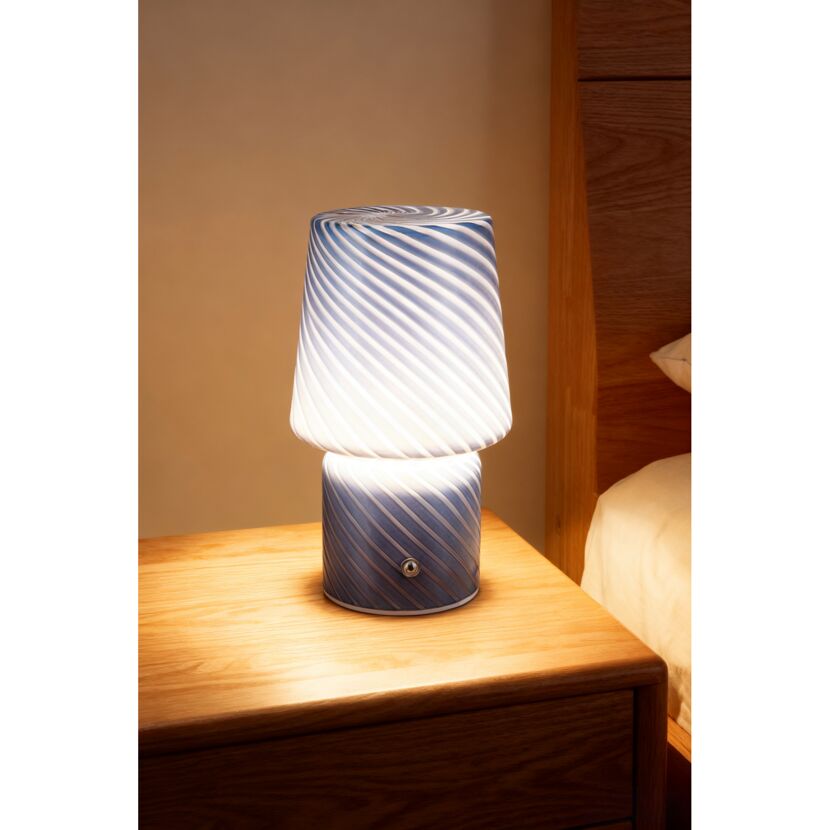 Akku-LED-Tischleuchte 'Luca' blau mit USB-Ladekabel  Ø 12,6 x 21,5 cm