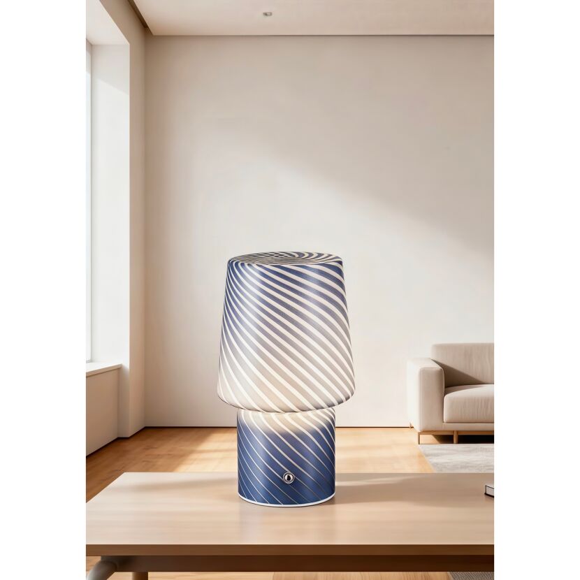 Akku-LED-Tischleuchte 'Luca' blau mit USB-Ladekabel  Ø 12,6 x 21,5 cm