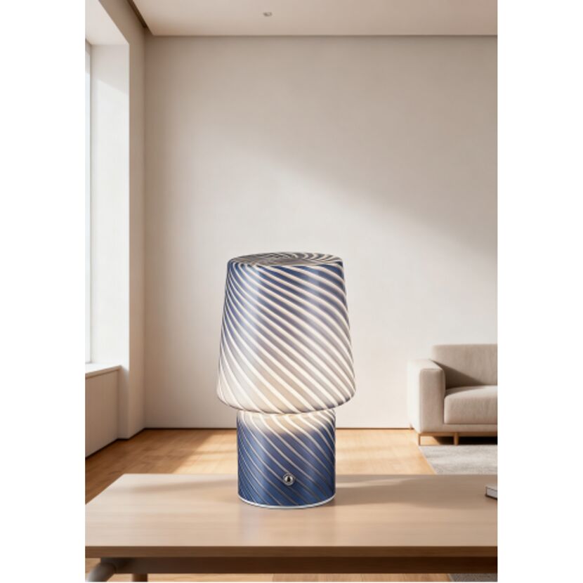 Akku-LED-Tischleuchte 'Luca' blau mit USB-Ladekabel  Ø 12,6 x 21,5 cm