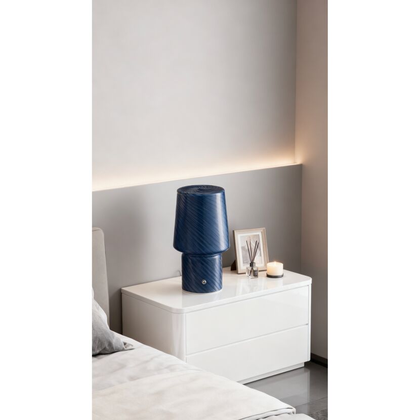 Akku-LED-Tischleuchte 'Luca' blau mit USB-Ladekabel  Ø 12,6 x 21,5 cm
