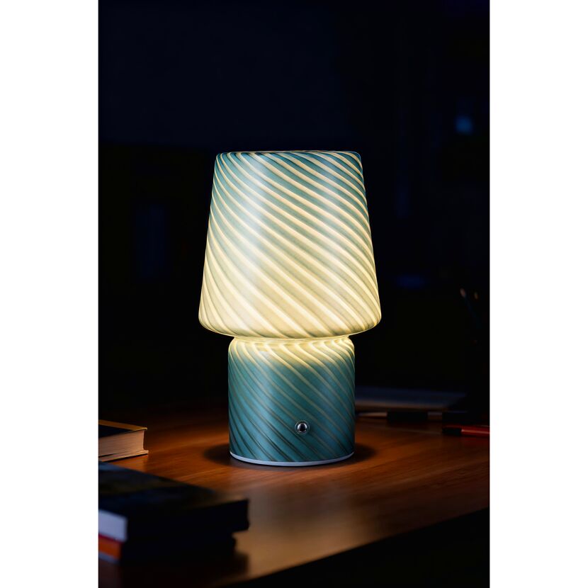 Akku-LED-Tischleuchte 'Luca' grün mit USB-Ladekabel  Ø 12,6 x 21,5 cm
