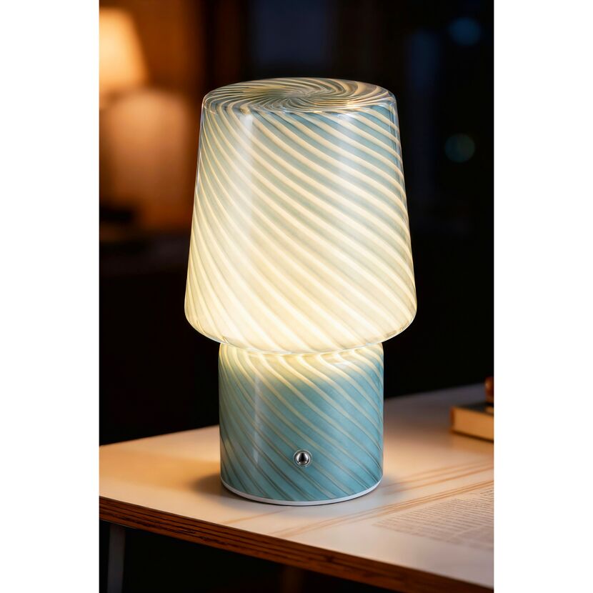 Akku-LED-Tischleuchte 'Luca' grün mit USB-Ladekabel  Ø 12,6 x 21,5 cm
