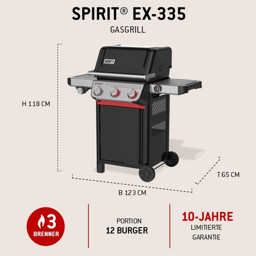 Gasgrill 'Spirit EX-335' schwarz mit Seitenkocher