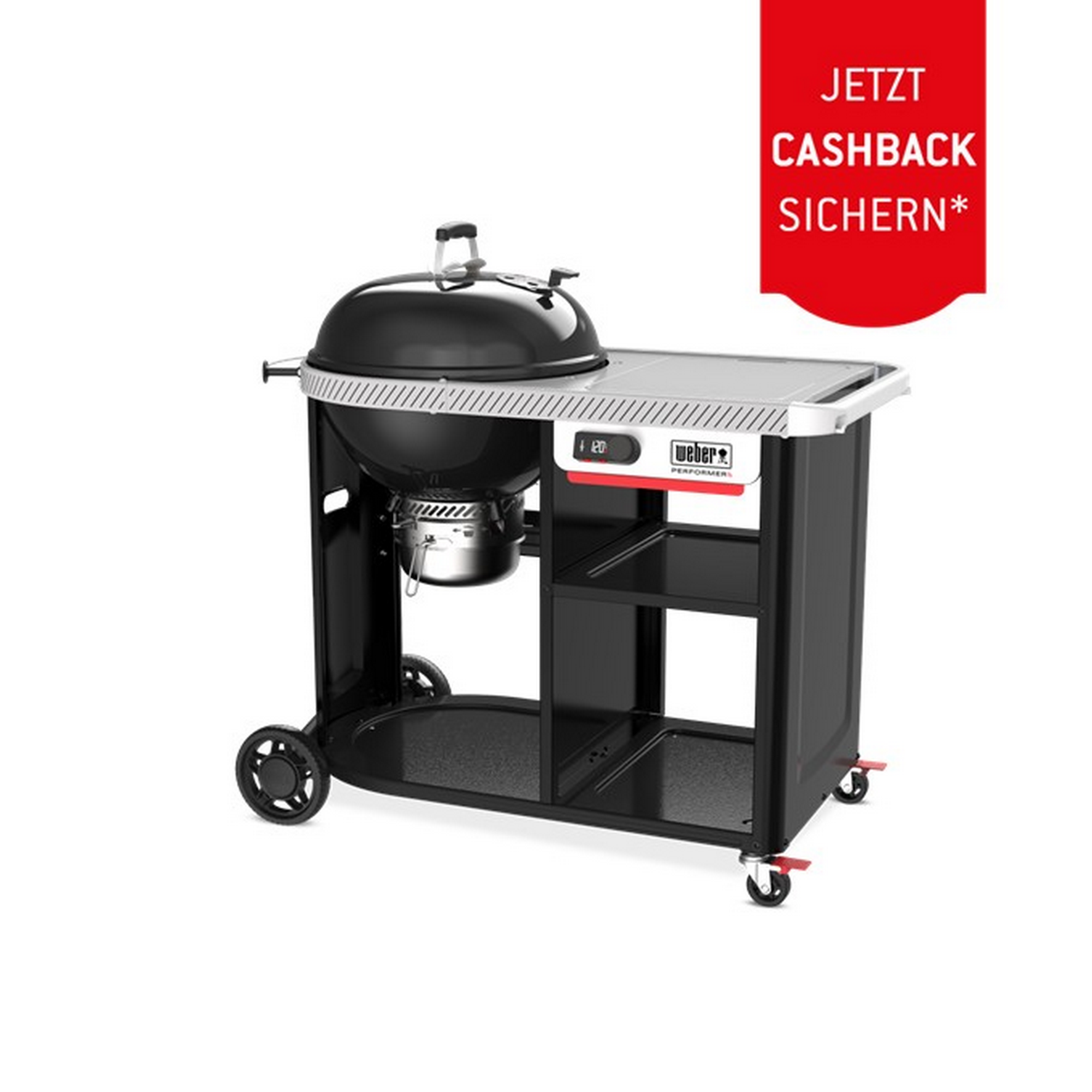 Holzkohlegrill 'Performer Premium Smart' schwarz 121 x 71 x 114 cm