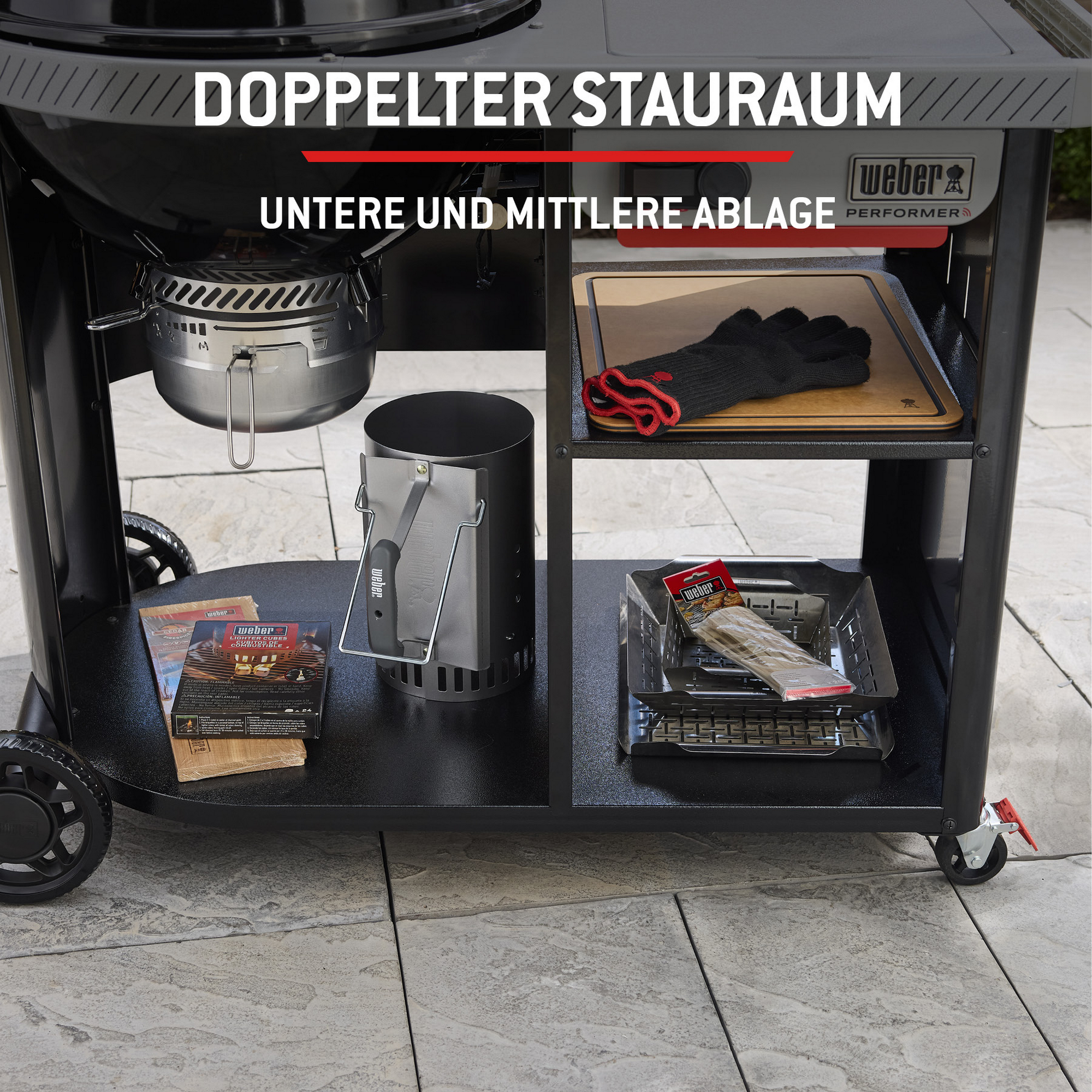 Holzkohlegrill 'Performer Premium Smart' schwarz 121 x 71 x 114 cm