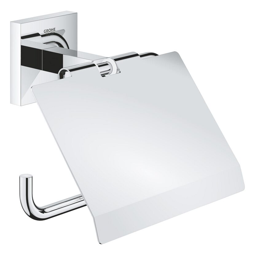 Toilettenpapierhalter 'Start Cube' chromfarben mit Deckel