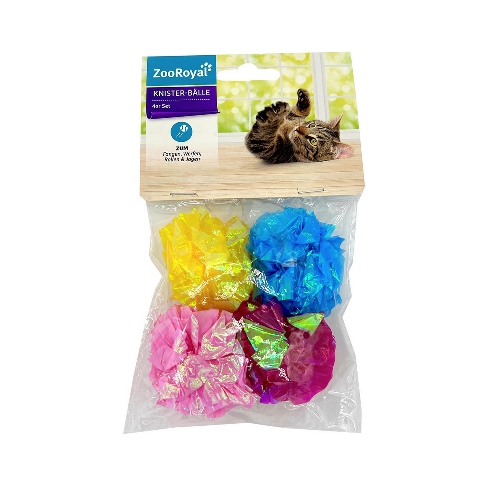 Katzenspielzeug Knisterbälle 4er-Pack