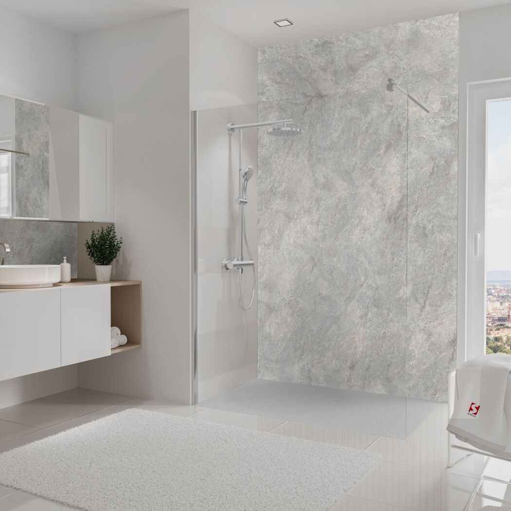 Duschrückwand 'DecoDesign' beige/grau 150 x 255 cm