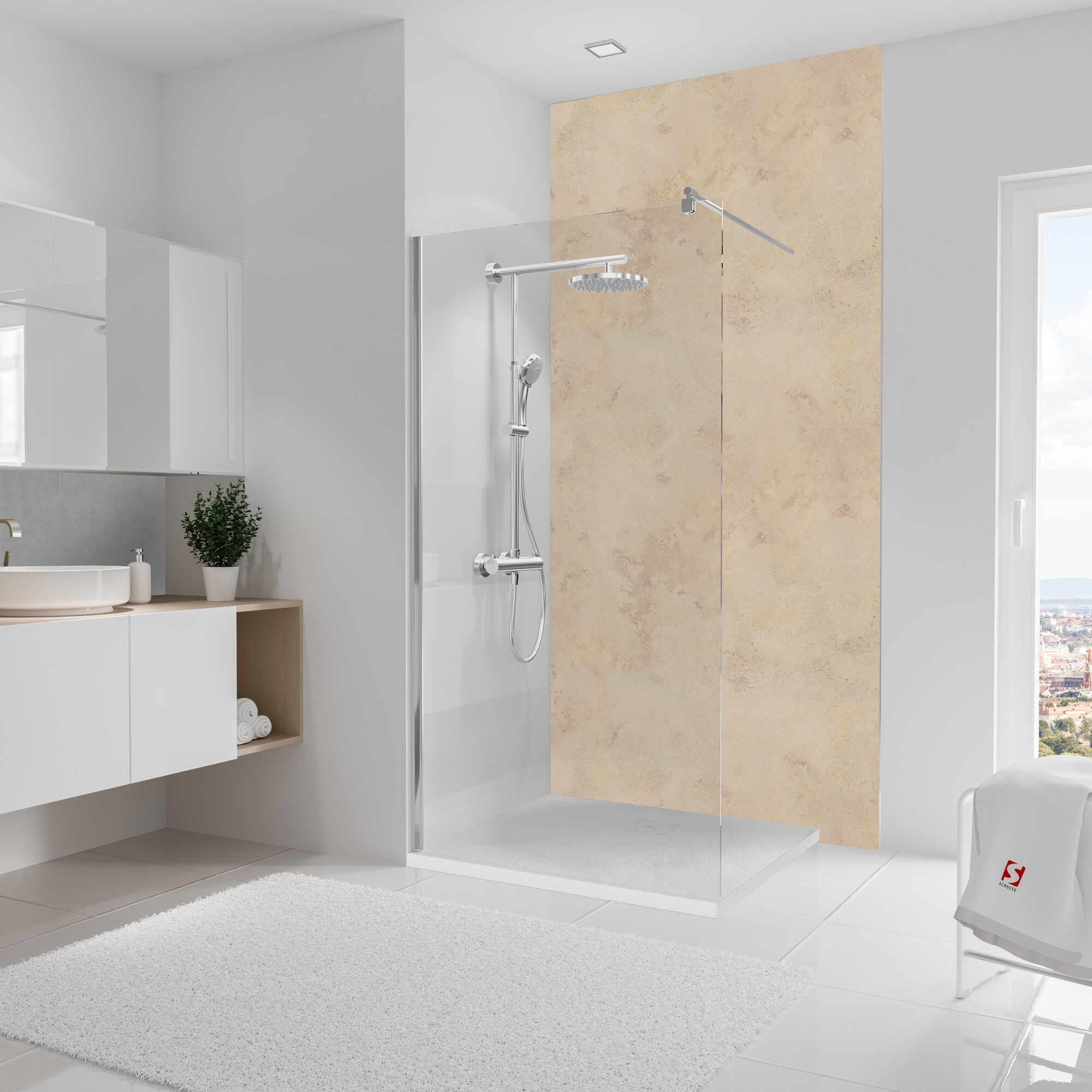 Duschrückwand 'DecoDesign' kalksteinfarben 125 x 255 cm