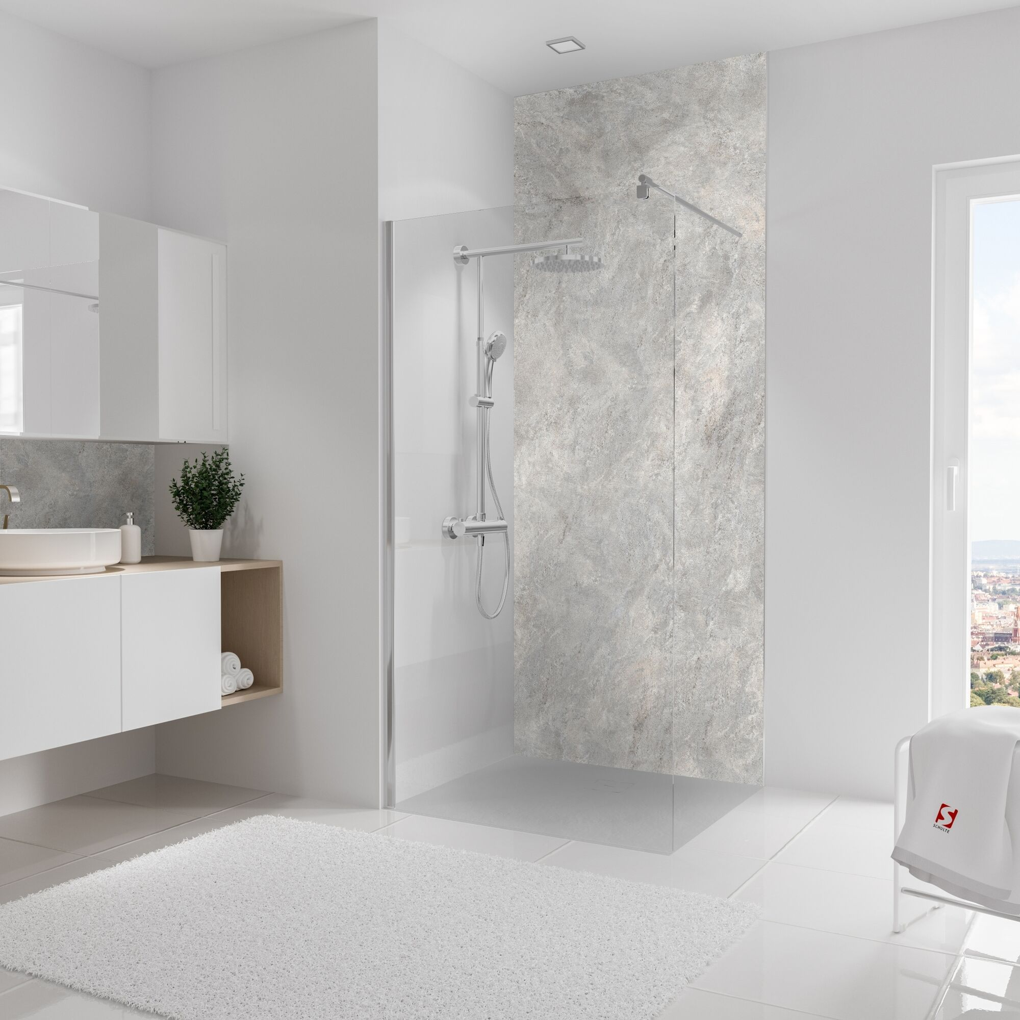 Duschrückwand 'DecoDesign' beige/grau 100 x 255 cm