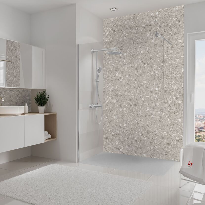 Duschrückwand 'DecoDesign' cremefarben 150 x 255 cm