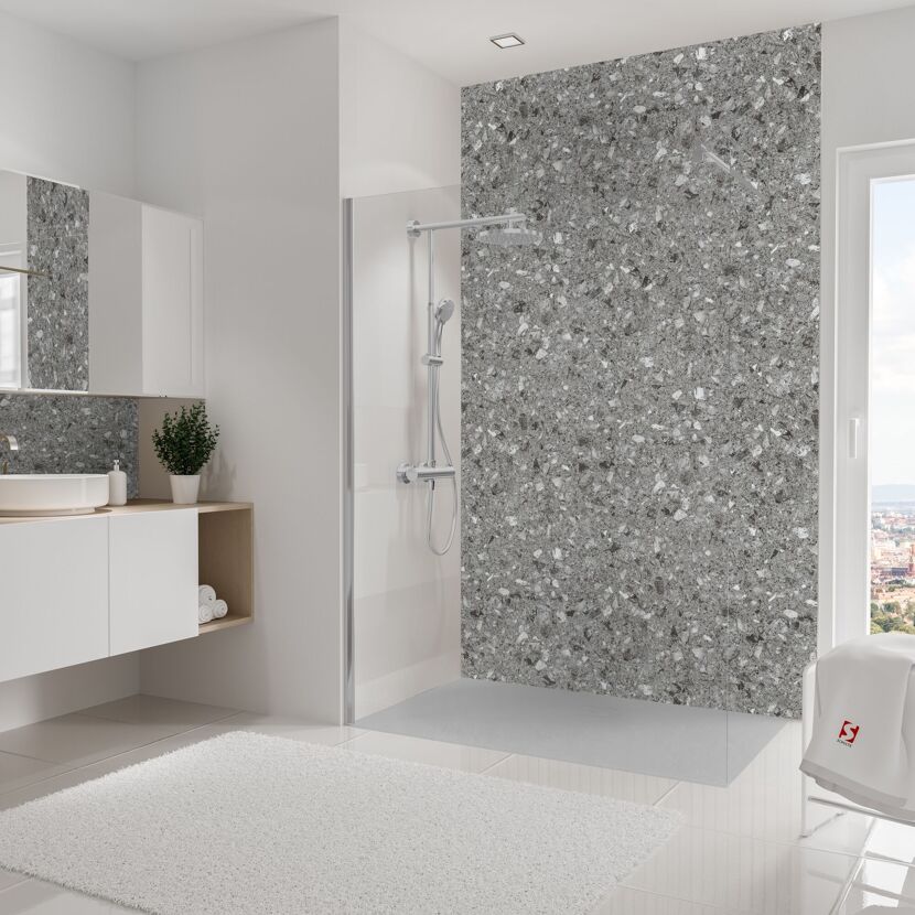 Duschrückwand 'DecoDesign' grau 150 x 255 cm