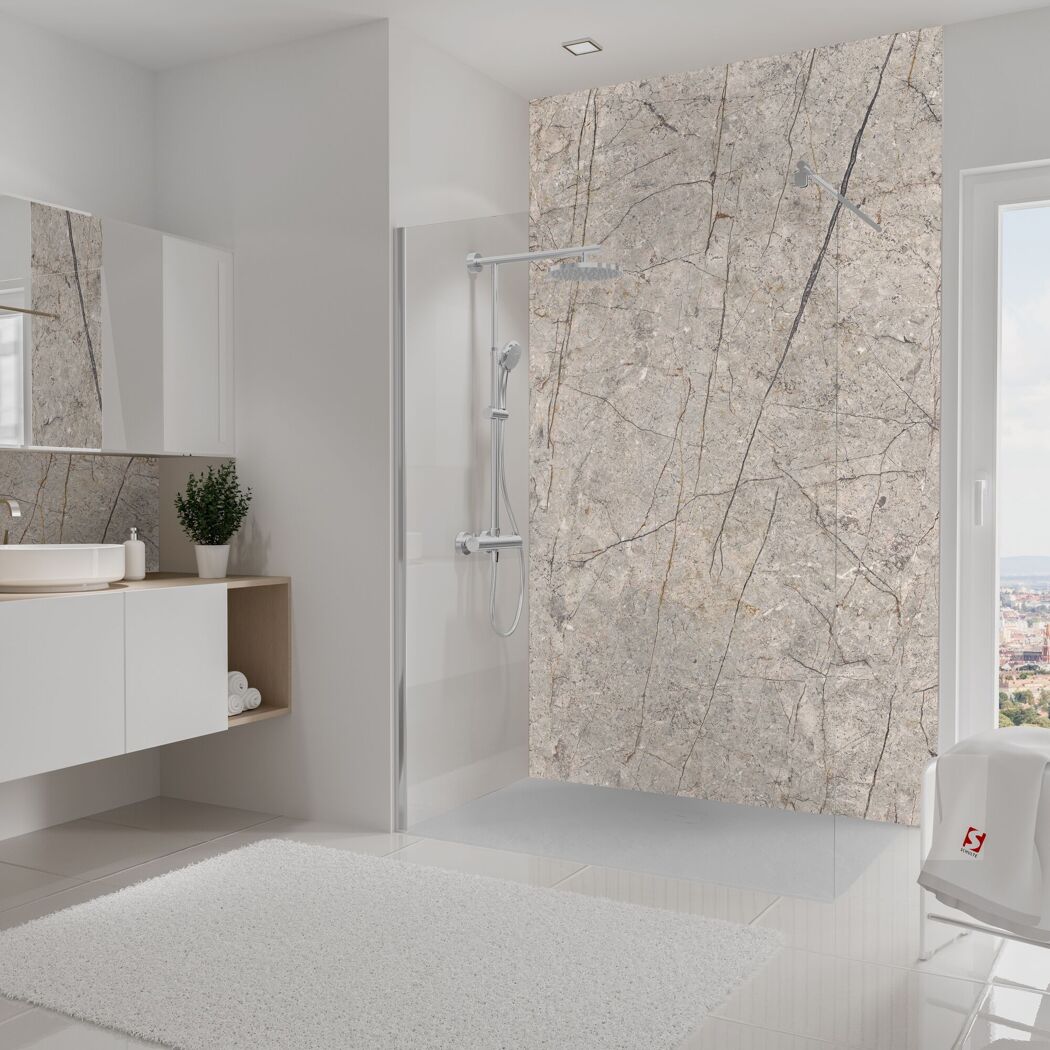 Duschrückwand 'DecoDesign' greige 150 x 255 cm