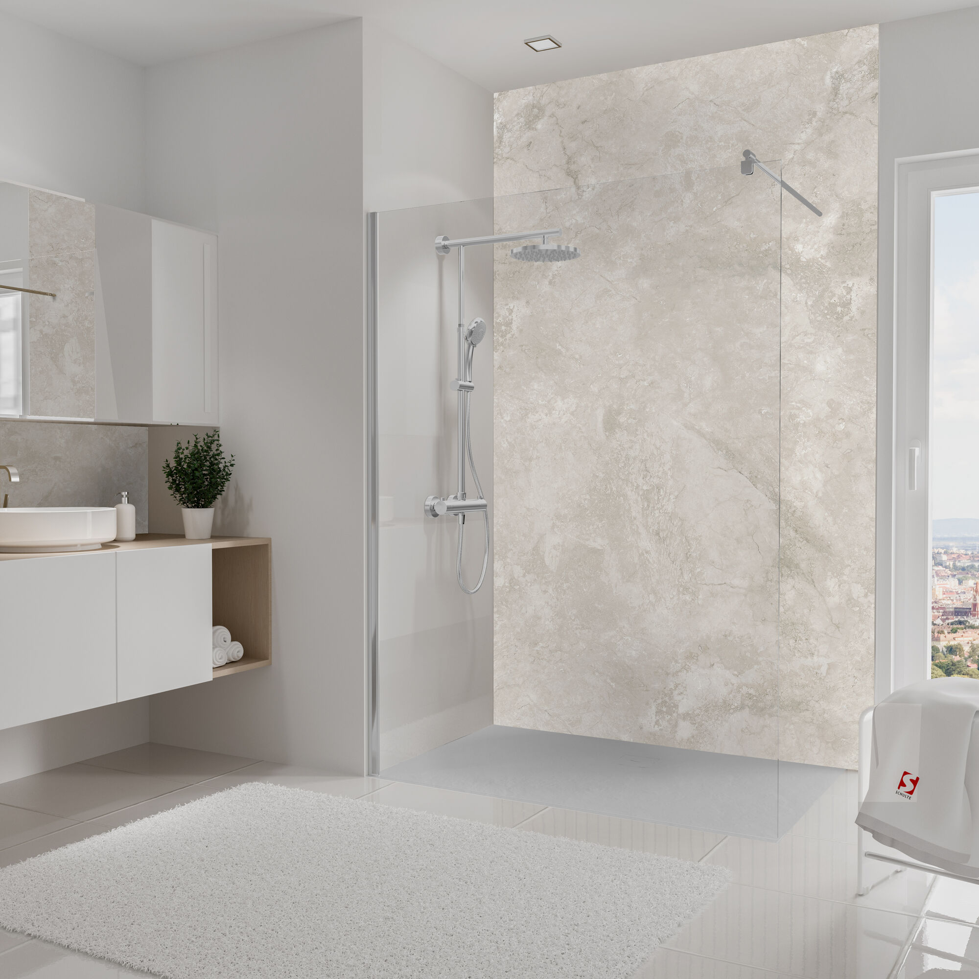 Duschrückwand 'DecoDesign' greige 150 x 255 cm