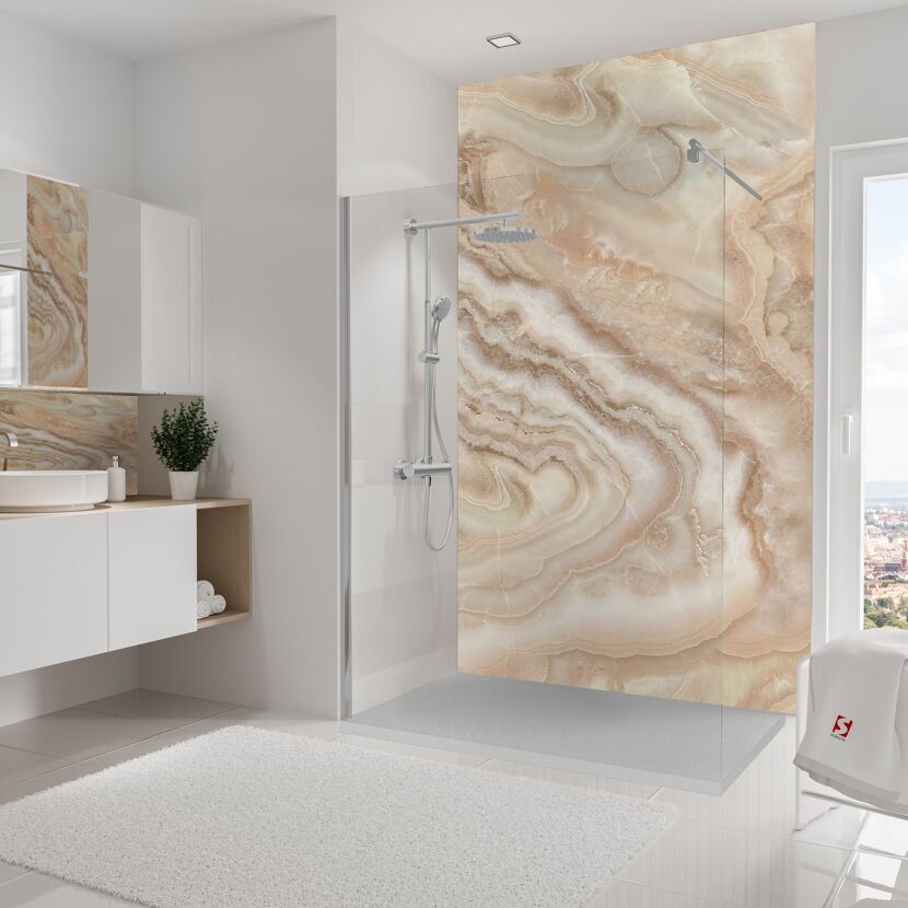 Duschrückwand 'DecoDesign' cremefarben 150 x 255 cm