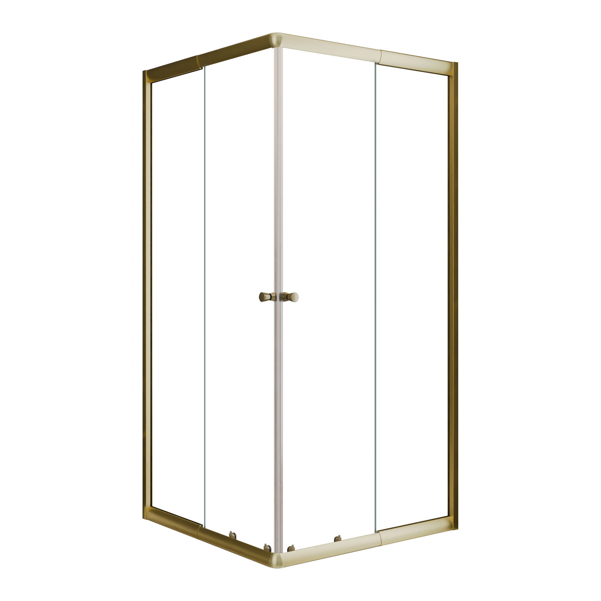 Eckeinstieg 'Sunny' goldfarben mit Schiebetüren 75-90 x 75-90 x 180 cm