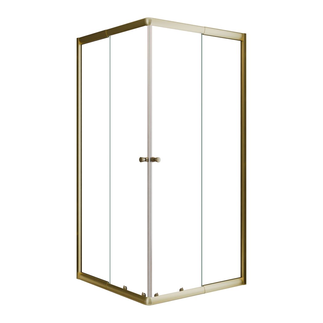 Eckeinstieg 'Sunny' goldfarben mit Schiebetüren 75-90 x 75-90 x 180 cm
