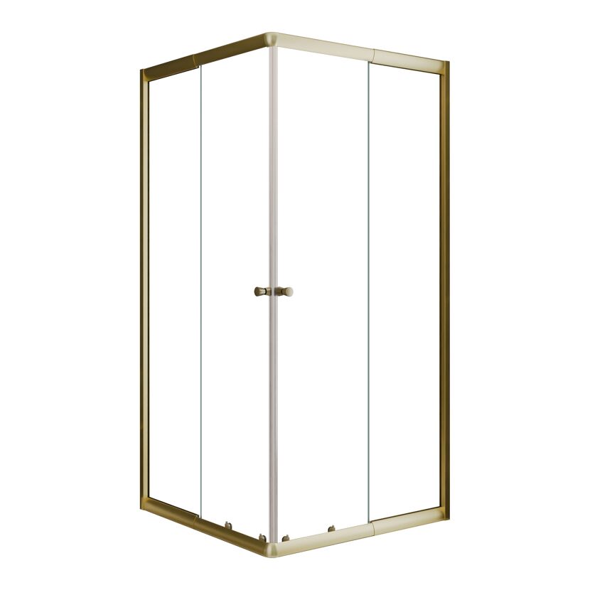 Eckeinstieg 'Sunny' goldfarben mit Schiebetüren 75-90 x 75-90 x 180 cm