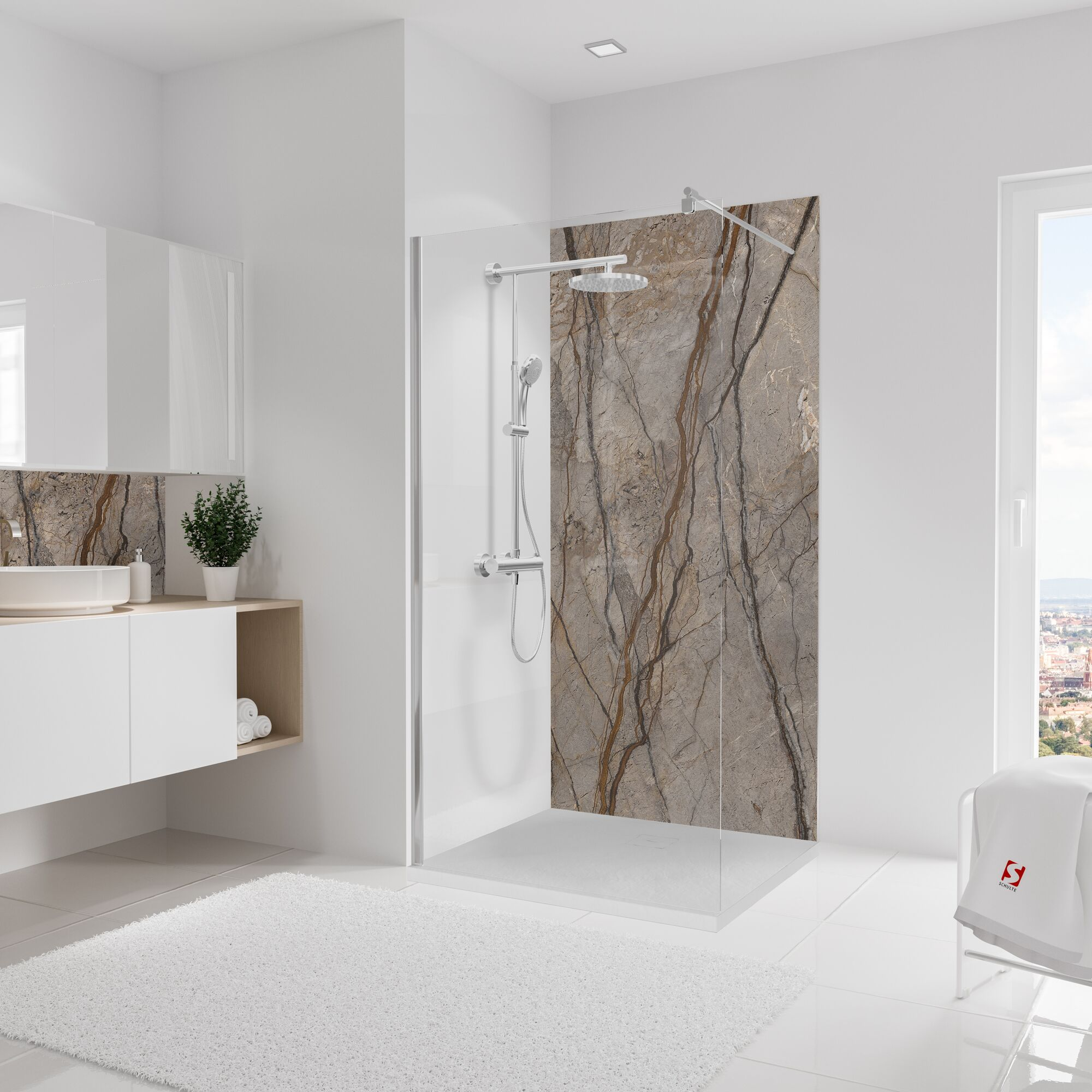 Duschrückwand 'DecoDesign' kastanienfarben 100 x 210 cm