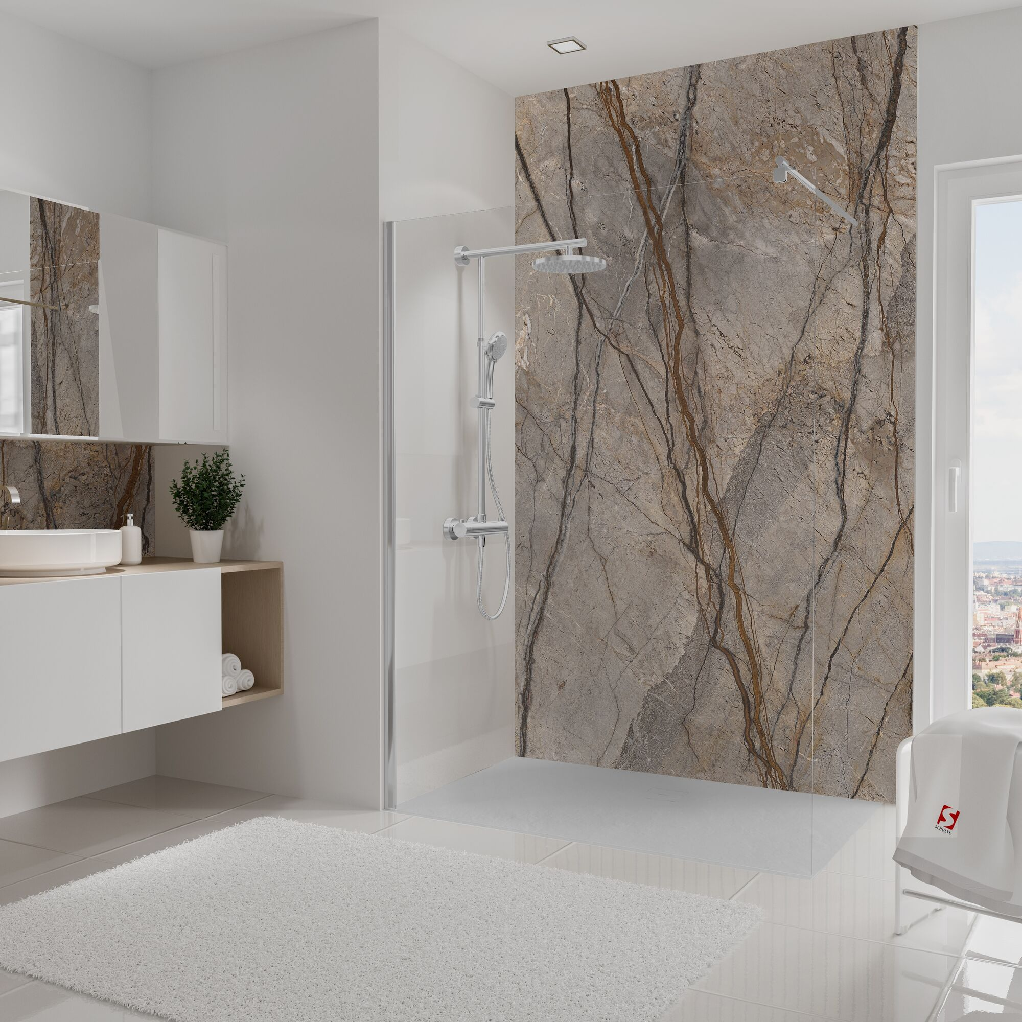 Duschrückwand 'DecoDesign' kastanienfarben 150 x 255 cm