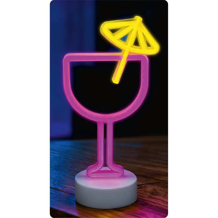 USB-Tischleuchte 'Cocktail' Kunststoff, pink, gelb 15 x 30 cm