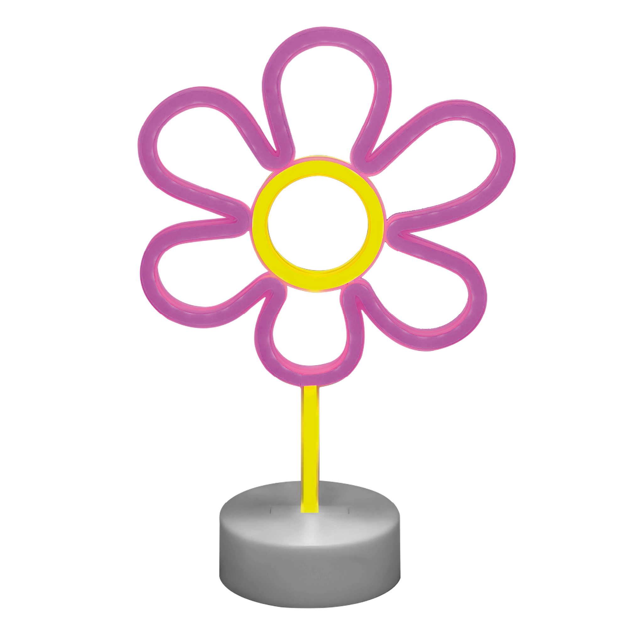 USB-Tischleuchte 'Blume' Kunststoff, pink, gelb 20 x 30 cm