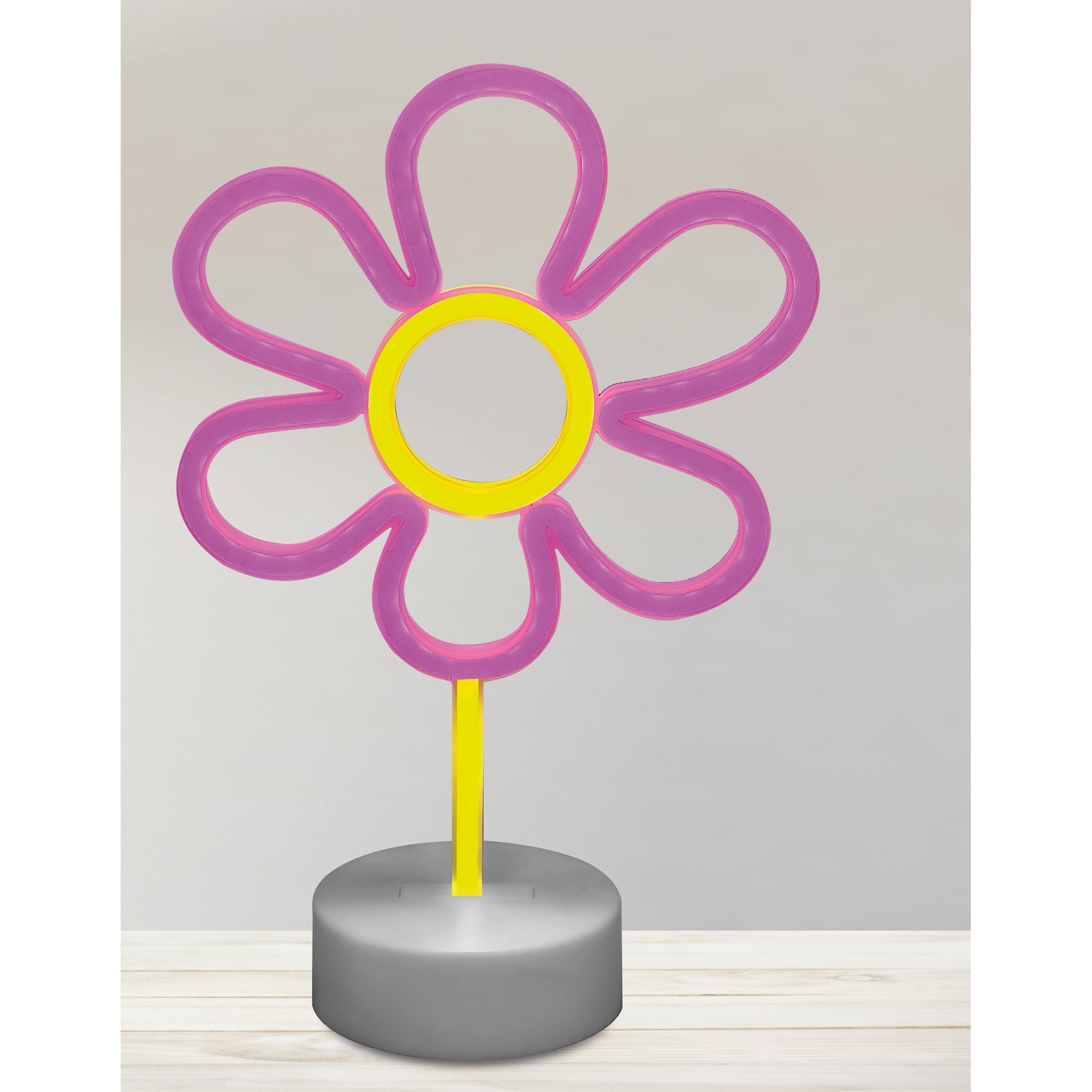USB-Tischleuchte 'Blume' Kunststoff, pink, gelb 20 x 30 cm
