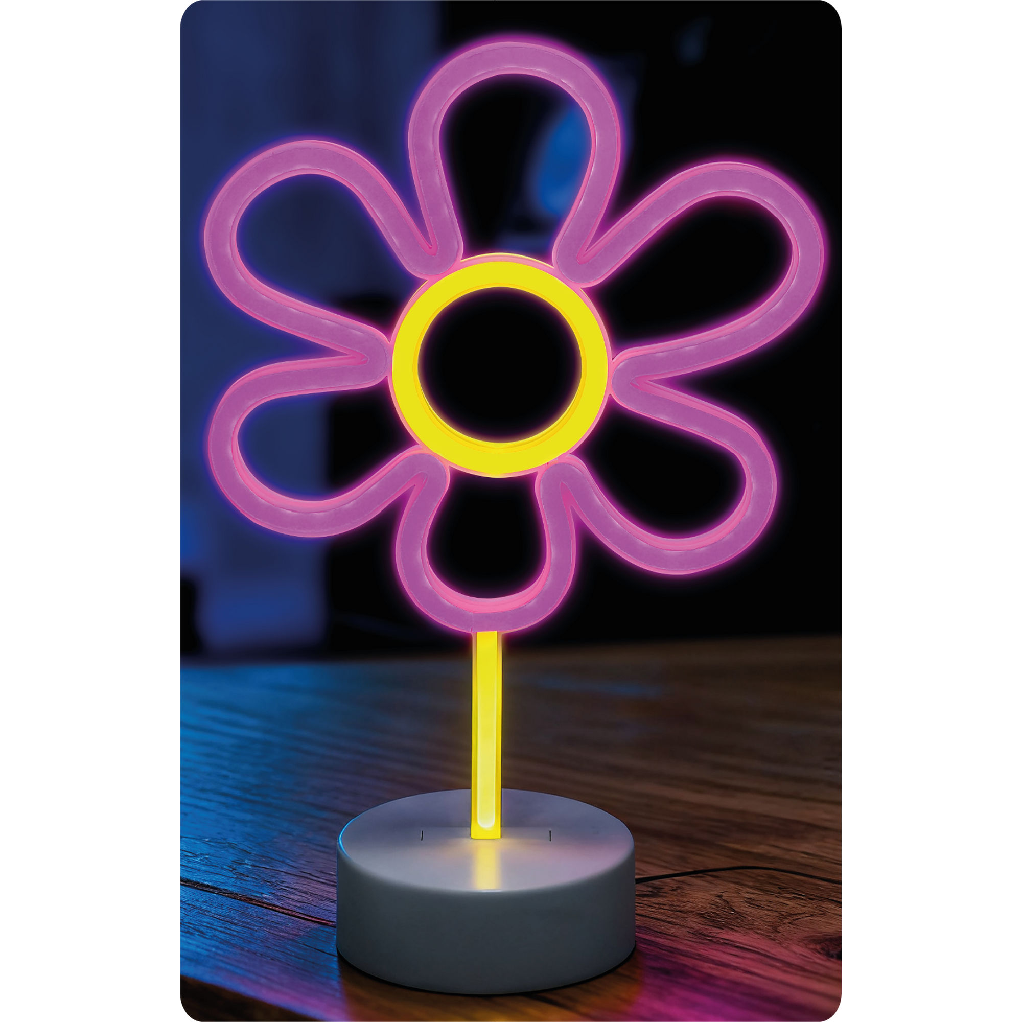 USB-Tischleuchte 'Blume' Kunststoff, pink, gelb 20 x 30 cm