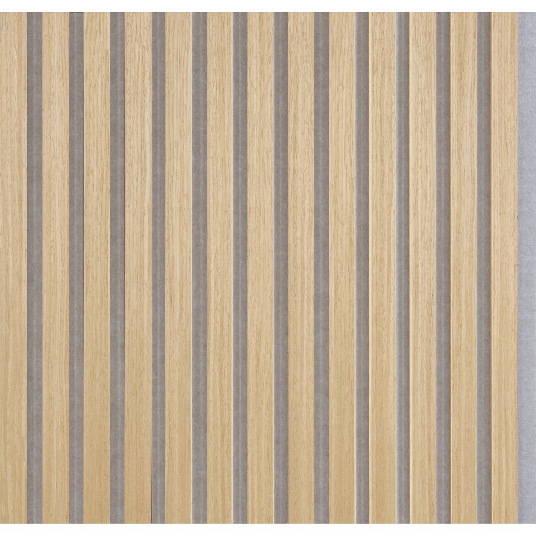 Akustikpaneel 'Quanti' Eiche Vlies grau 2440 x 520 x 18 mm