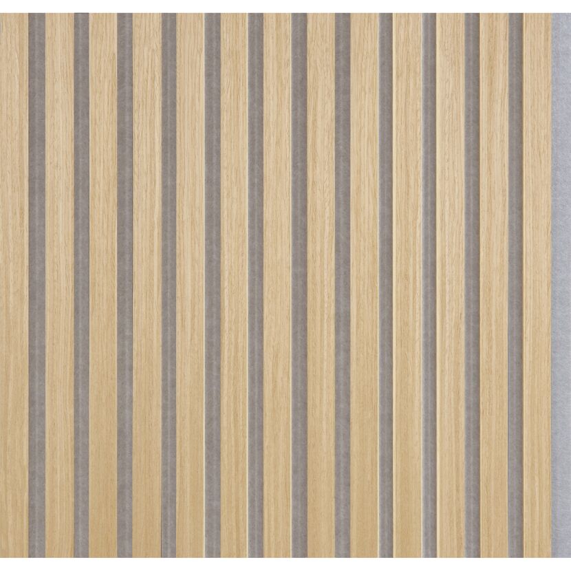 Akustikpaneel 'Quanti' Eiche Vlies grau 2440 x 520 x 18 mm