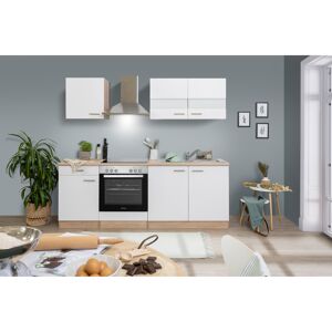 Küchenzeile 'Merle' mit E-Geräten KB210ESWC weiß/eichfarben210 cm