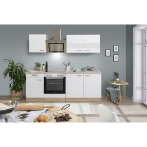 Küchenzeile 'Merle' mit E-Geräten KB210ESWSC weiß/eichefarben 210 cm