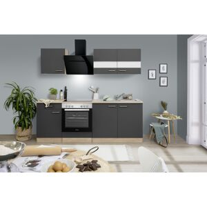 Küchenzeile 'Merle' mit E-Geräten KB210ESGSSC grau/eichefarben 210 cm