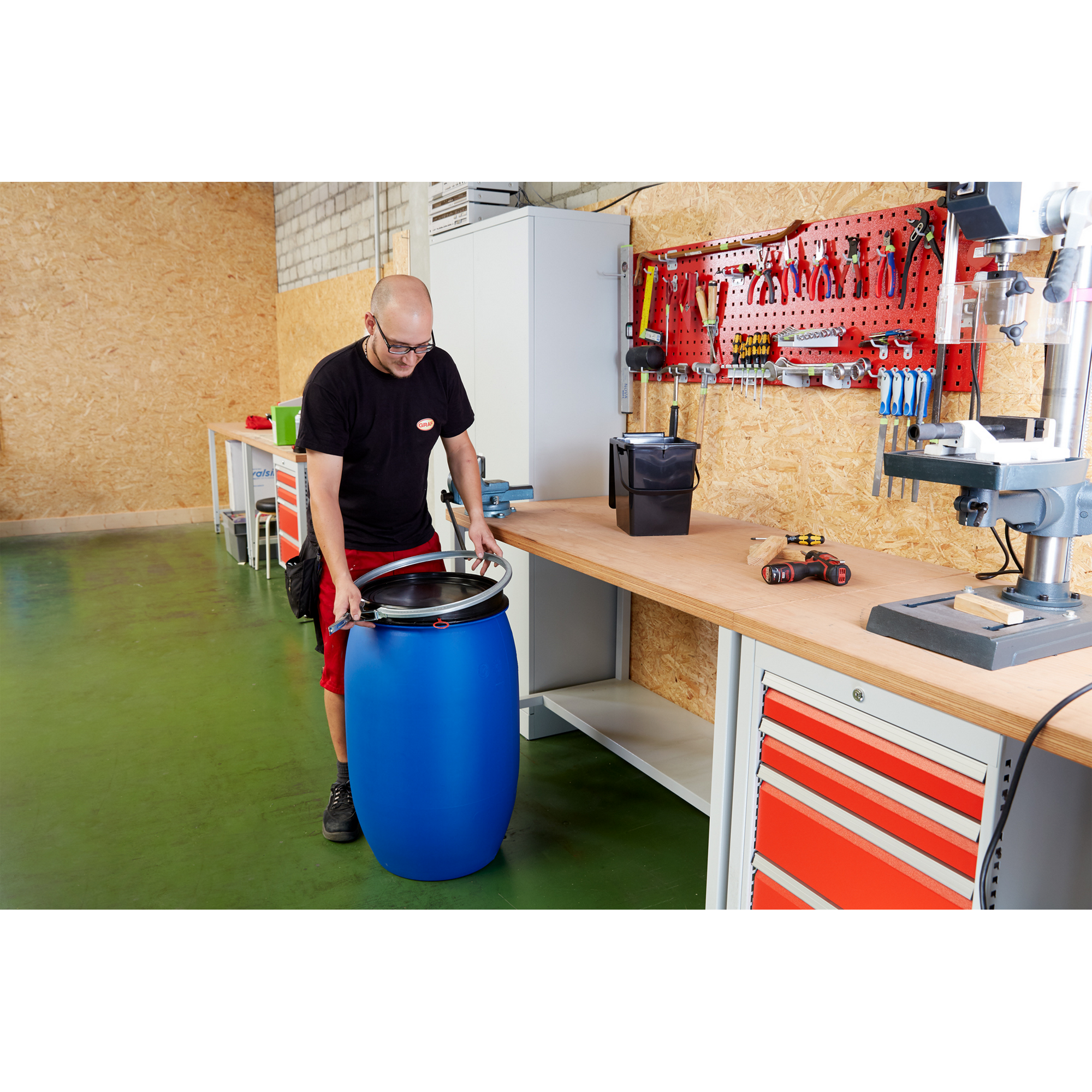 Kunststoff-Weithalsfass 120 l blau lebensmittelecht mit UN-Kennzeichnung