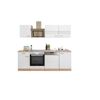 Küchenzeile 'Merle' mit E-Geräten KB220ESWSC weiß/eichefarben 220 cm