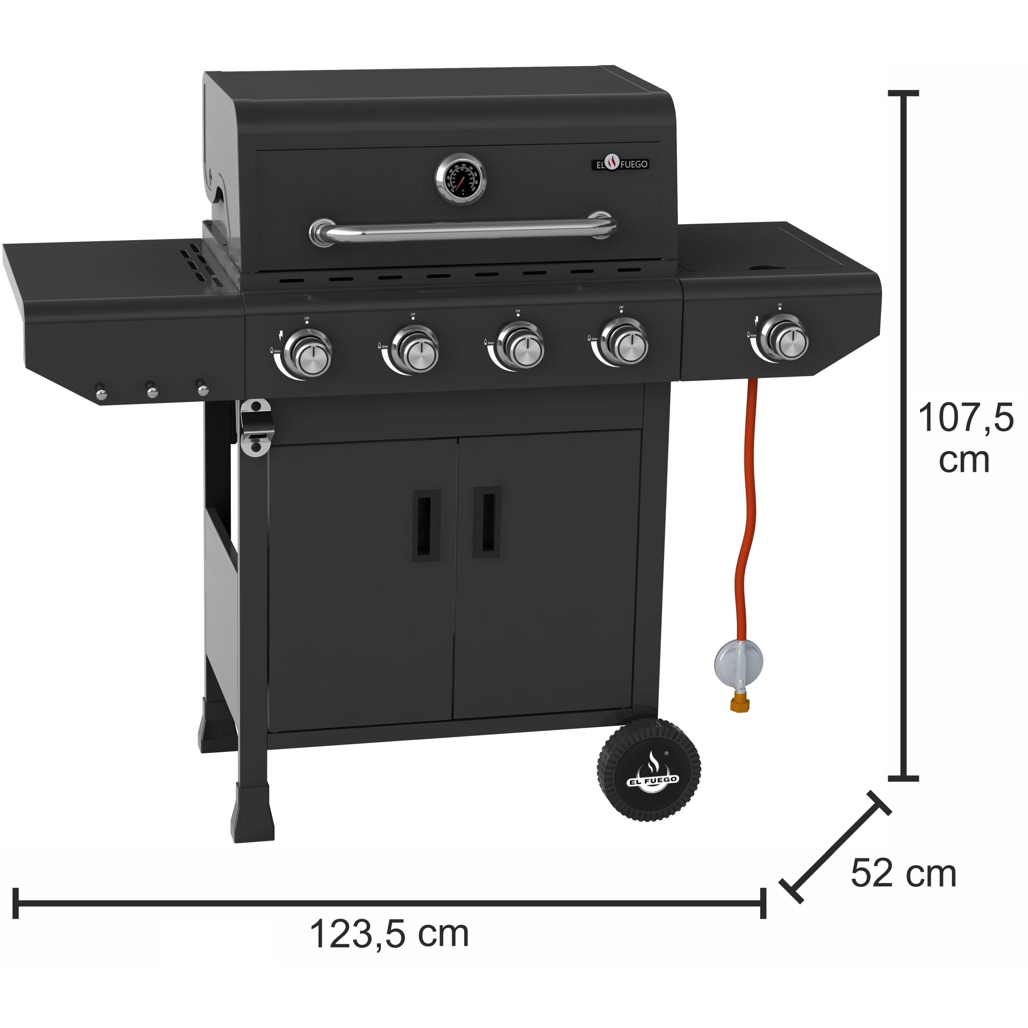 Gasgrill 'Laredo' schwarz 123,5 x 107,5 x 52 cm