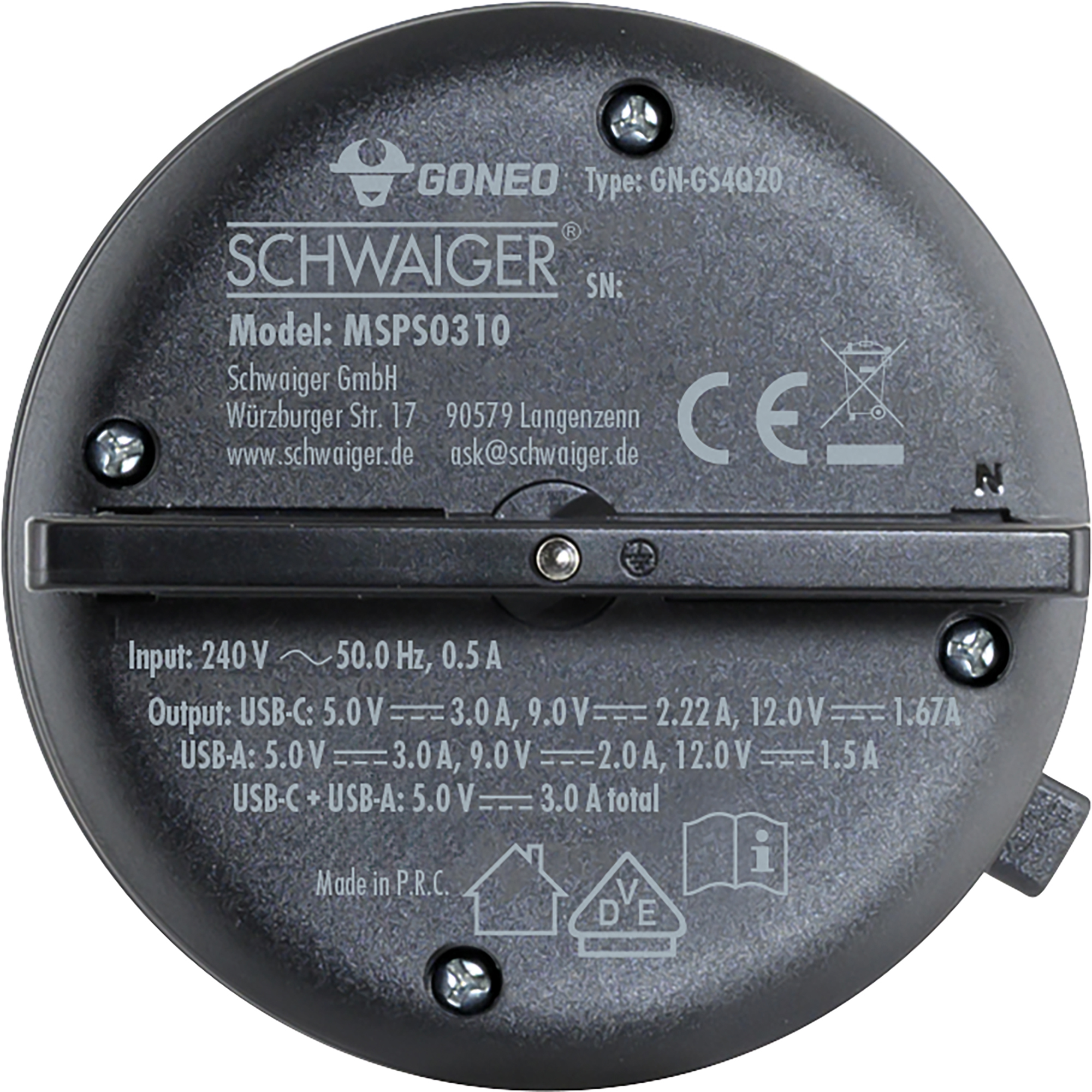 Steckdosen-USB-Adapter schwarz für Stromschienen