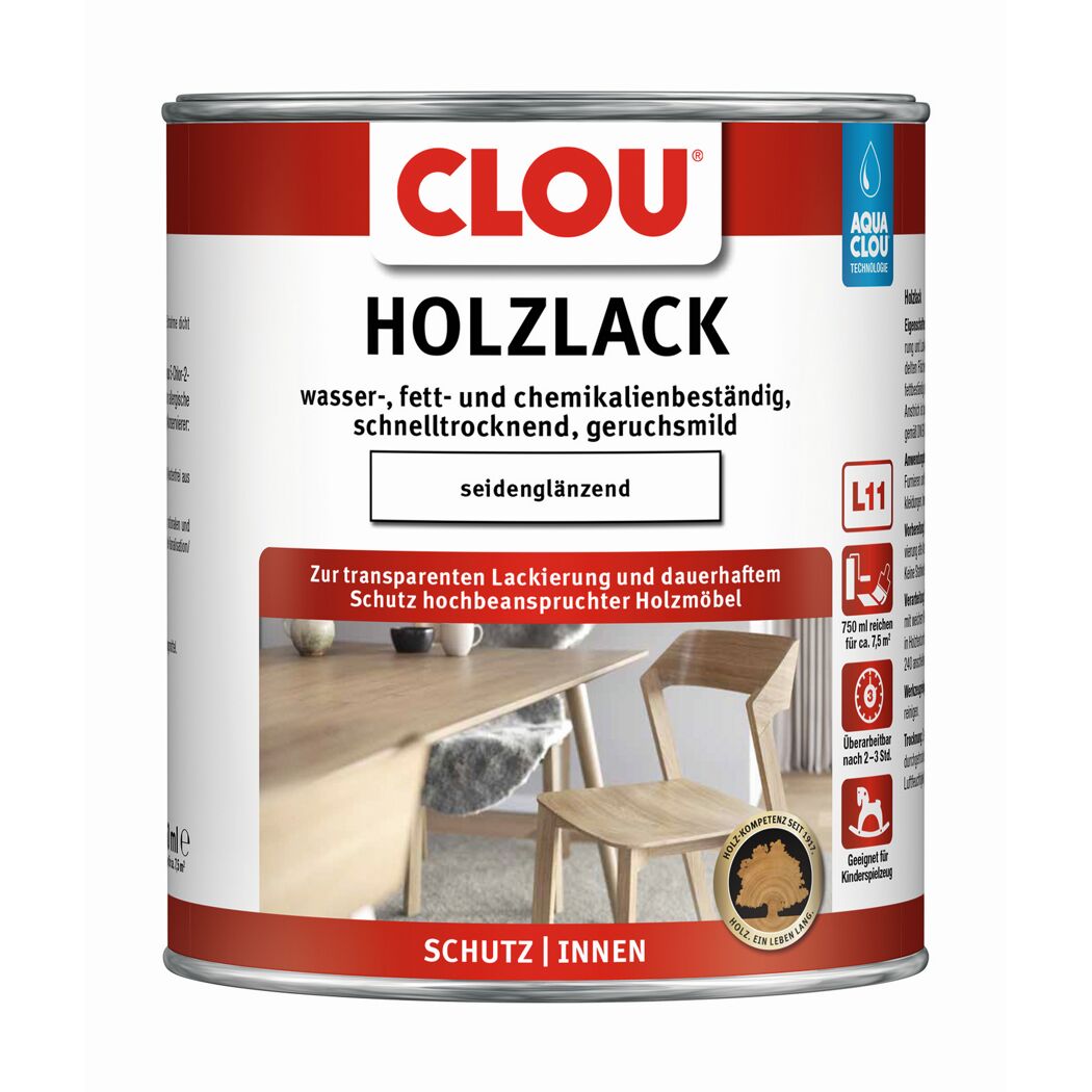 2in1 Holzlack 'Aqua Clou' seidenglänzend 750 ml