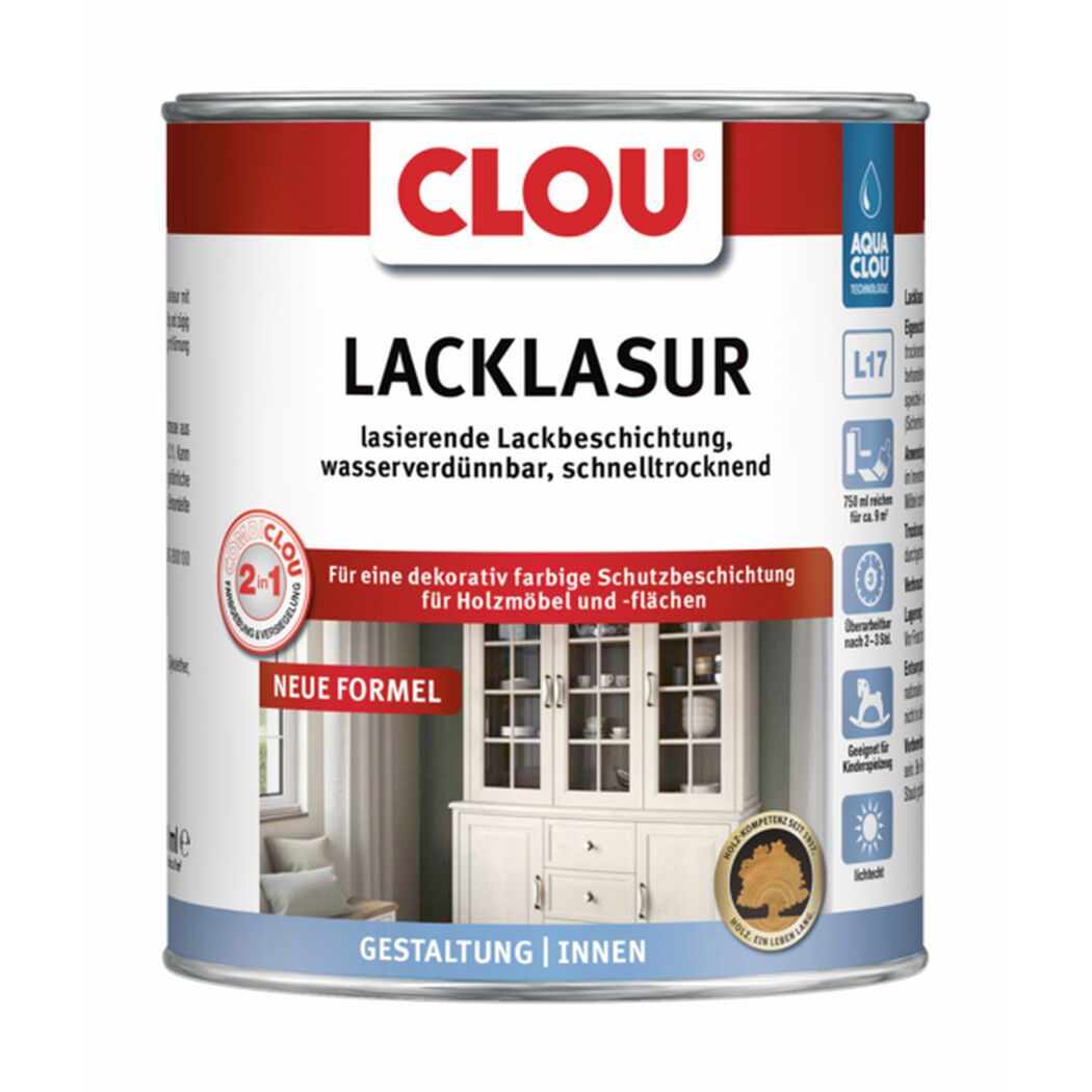 2in1 Lacklasur 'Aqua Clou' Nr. 15 farblos 750 ml