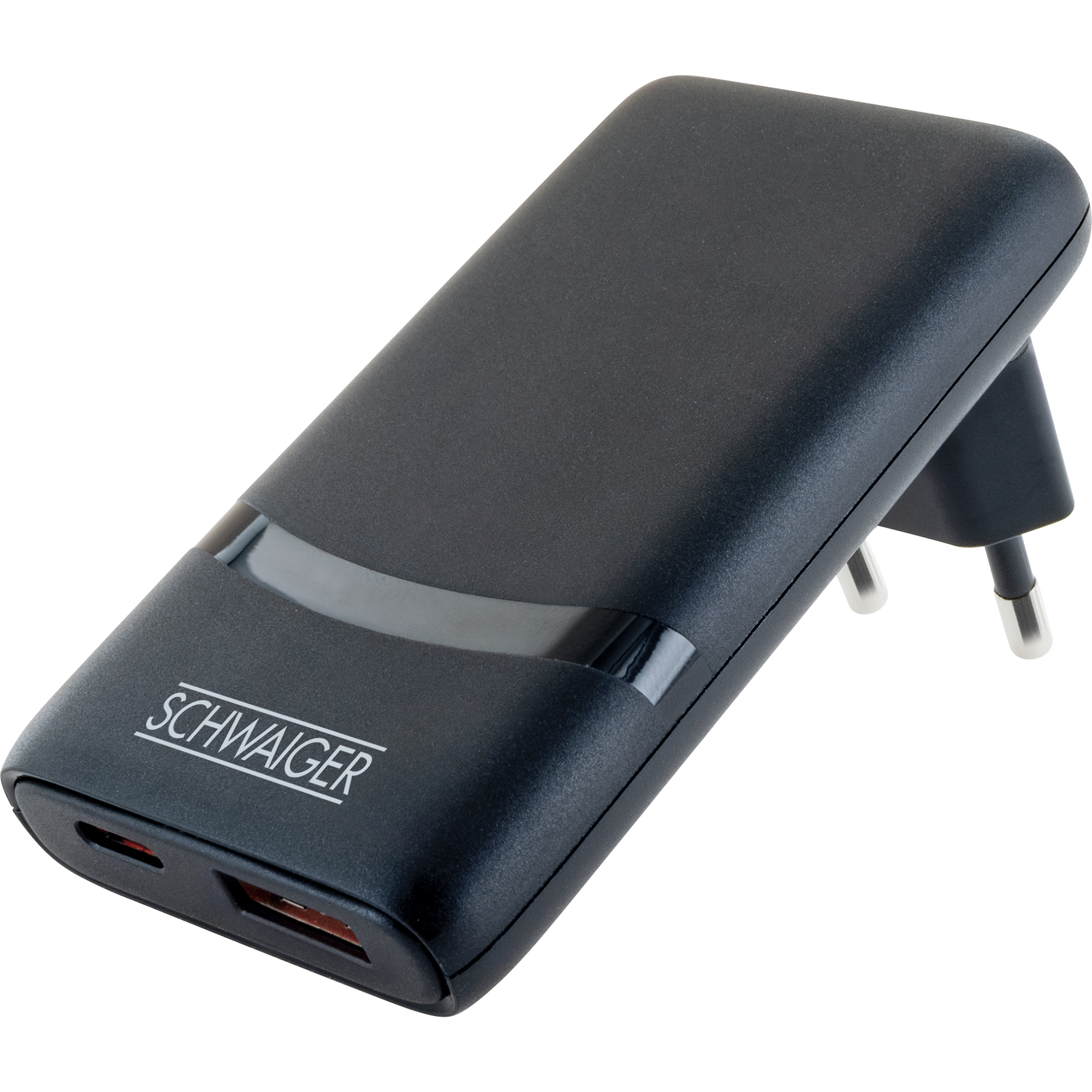 Reiseadapter Euro USB-C/USB-A schwarz