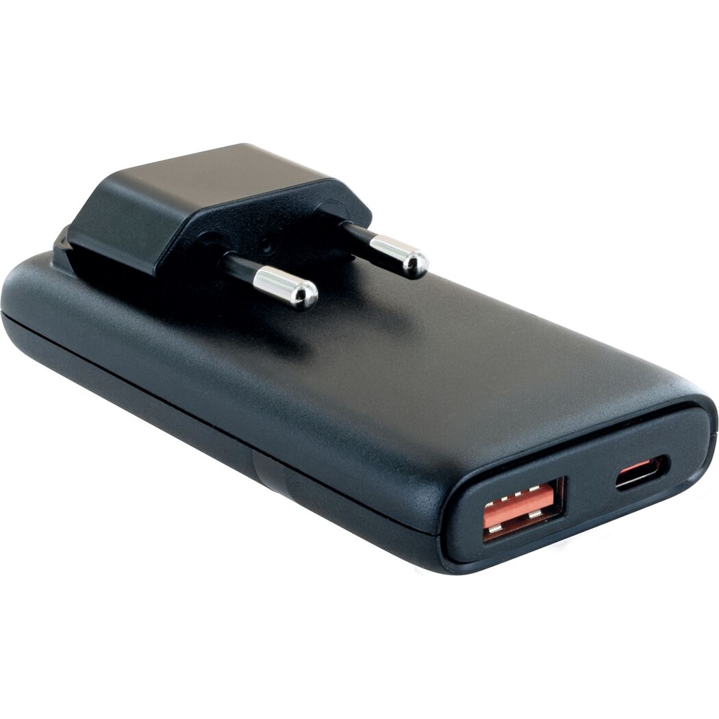 Reiseadapter Euro USB-C/USB-A schwarz
