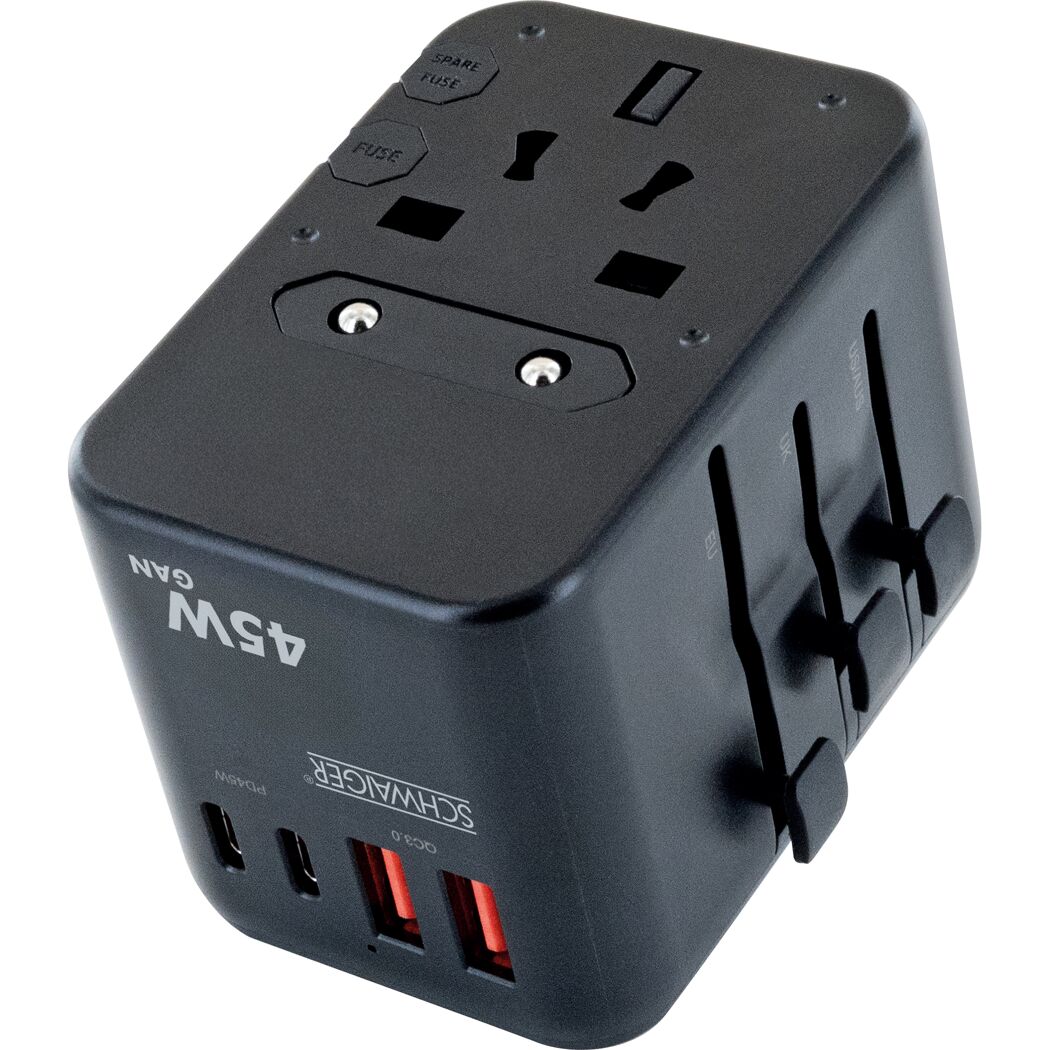 Reiseadapter universal USB-C/USB-A schwarz