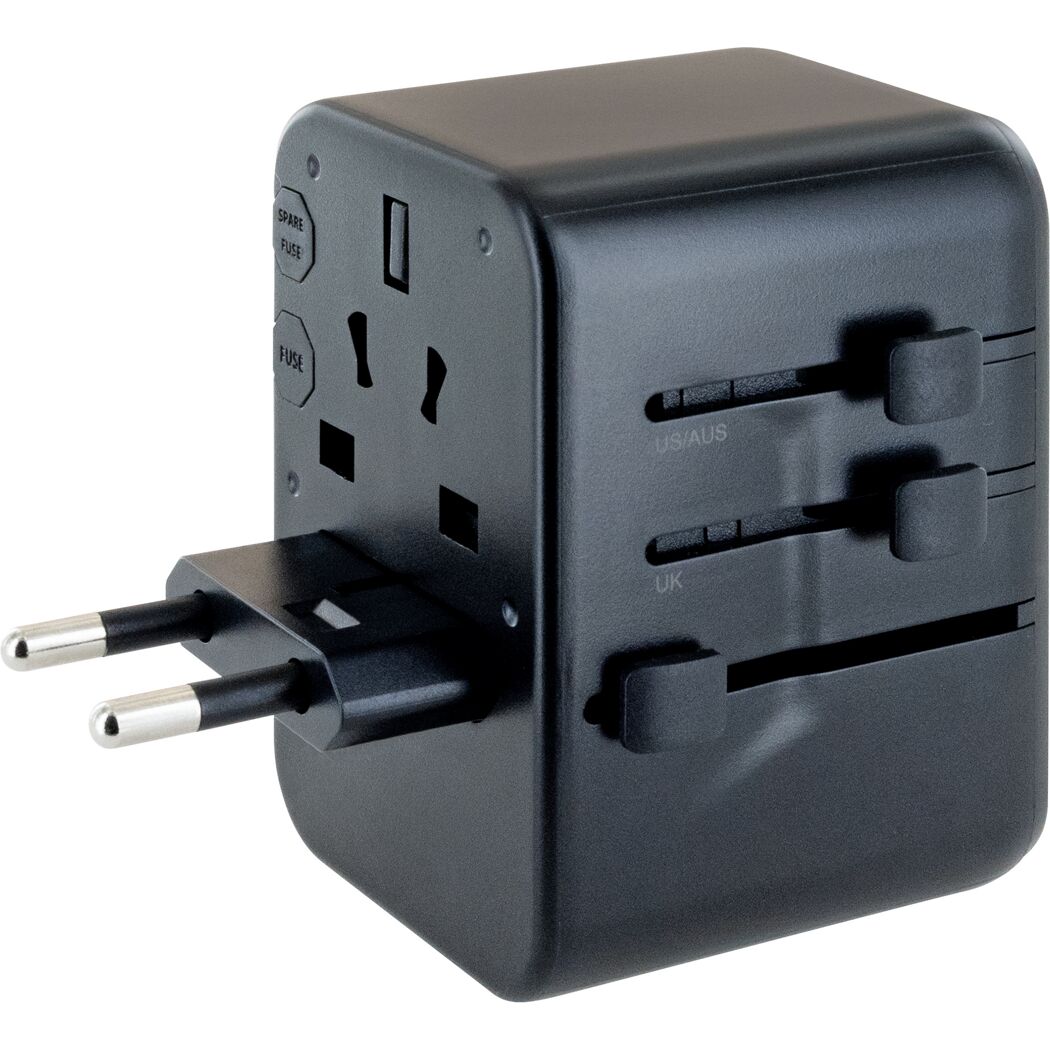 Reiseadapter universal USB-C/USB-A schwarz