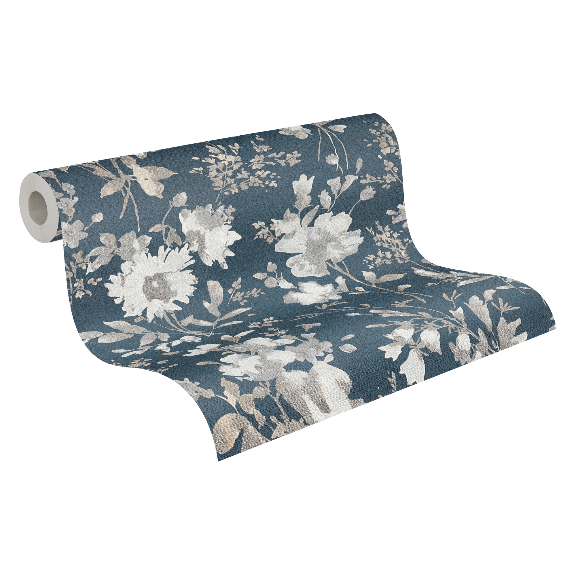 Vliestapete 'CosmoLiving by Cosmopolitan' Blüten dunkelblau 10,05 x 0,53 m