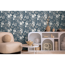 Vliestapete 'CosmoLiving by Cosmopolitan' Blüten dunkelblau 10,05 x 0,53 m