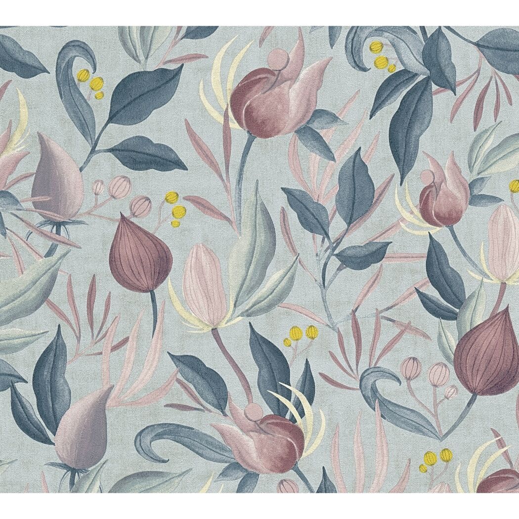 Vliestapete 'CosmoLiving by Cosmopolitan' Knospen hellblau 10,05 x 0,53 m