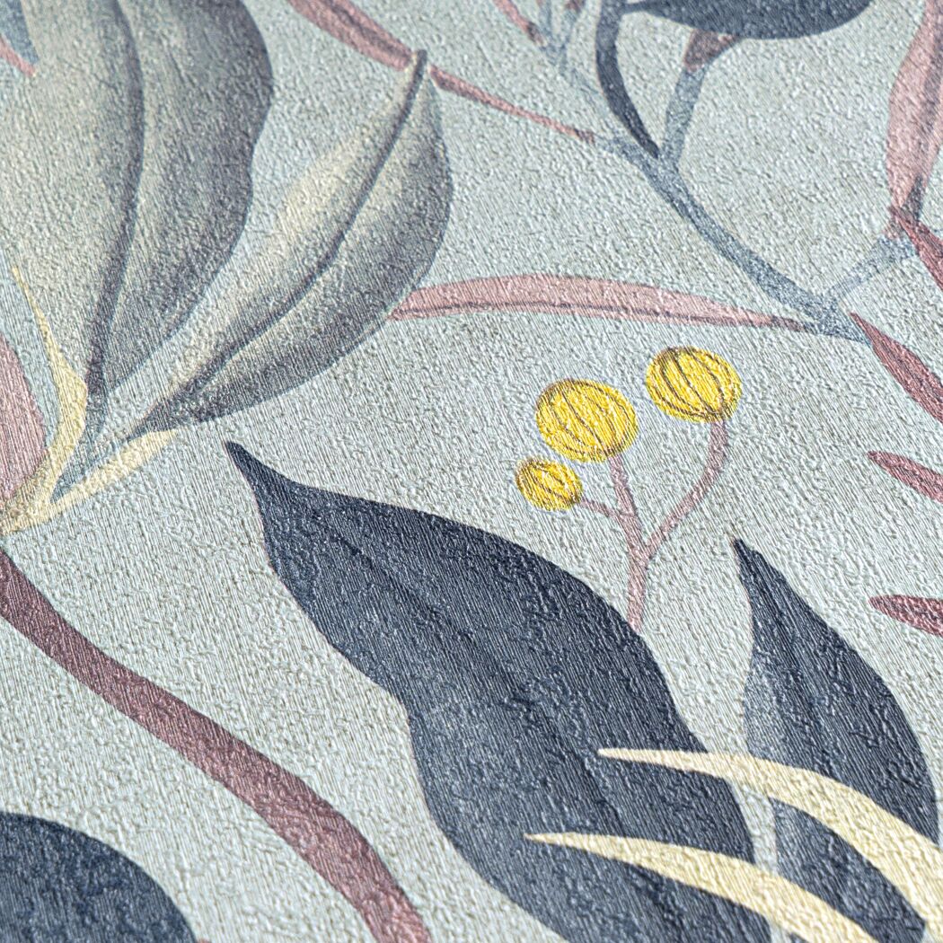 Vliestapete 'CosmoLiving by Cosmopolitan' Knospen hellblau 10,05 x 0,53 m